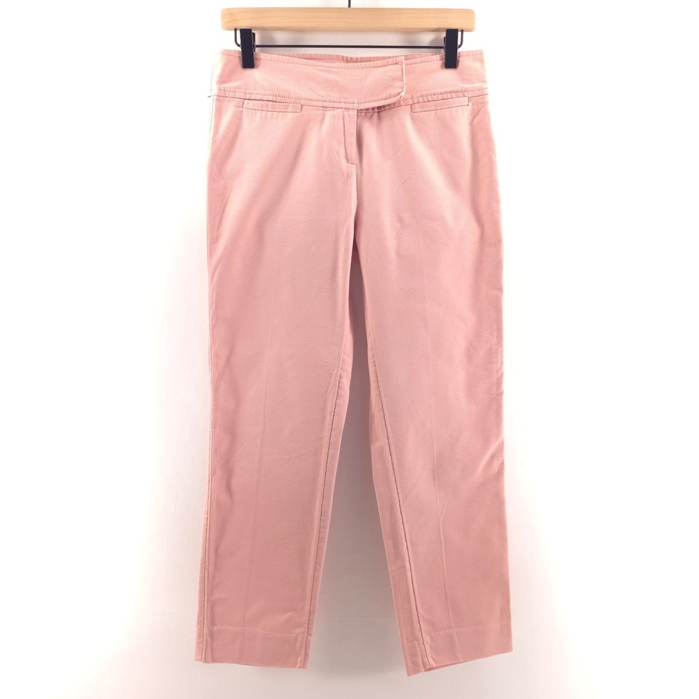 LOFT Women Pants Marisa Size 0 Pink Straight Leg Cotton Blend Trousers